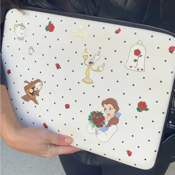 Authentic KATE SPADE Saffiano leather beauty & the beast laptop zip case - Picture 10 of 10